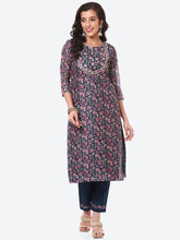 Gota Work Floral Chanderi Kurta With Pant